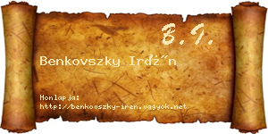 Benkovszky Irén névjegykártya